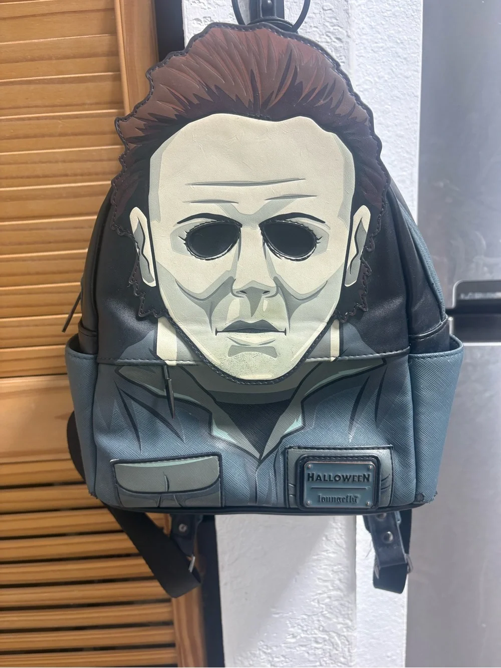 Loungefly Michael Myers Mask Mini Backpack - Black, Gray, Brown, Cream